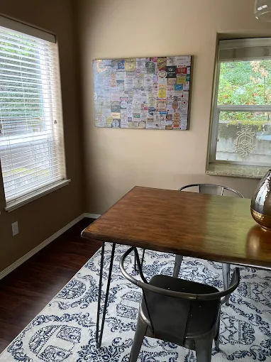 A clean, tidy dining area with natural light