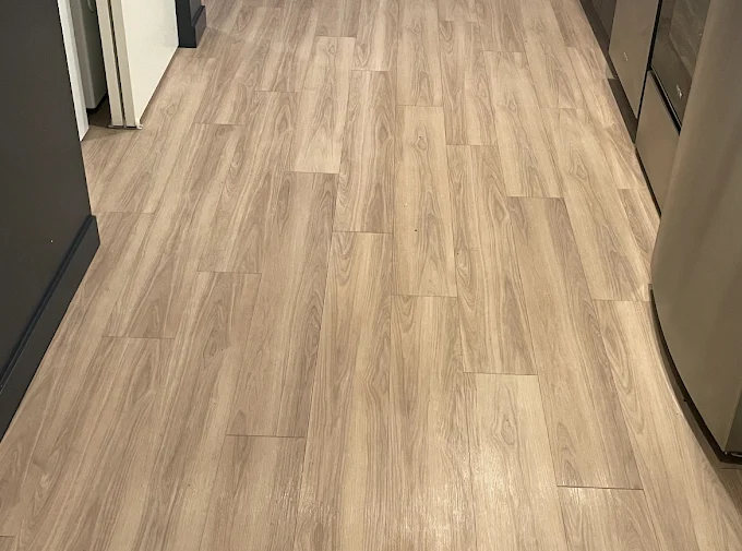 Freshly cleaned wood-look flooring